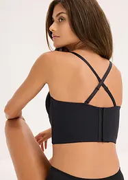Canotta con reggiseno multiway integrato con coppe preformate ed effetto lucido, bonprix
