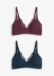 Reggiseno senza ferretto con coppe preformate e cotone biologico (pacco da 2), bonprix