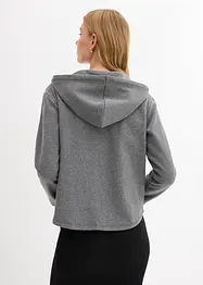 Felpa con zip e cappuccio in tessuto effetto neoprene, bonprix