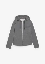 Felpa con zip e cappuccio in tessuto effetto neoprene, bonprix