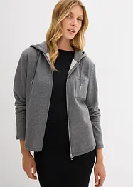 Felpa con zip e cappuccio in tessuto effetto neoprene, bonprix