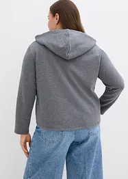 Felpa con zip e cappuccio in tessuto effetto neoprene, bonprix