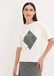 Maglia a mezze maniche con paillettes e stampa, bonprix