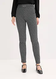 Pantaloni jacquard con elastico in vita e fibbia, bonprix