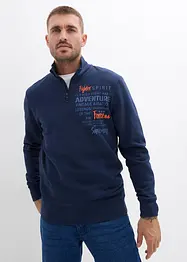 Felpa in puro cotone con colletto alto e zip, bonprix