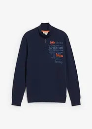 Felpa in puro cotone con colletto alto e zip, bonprix