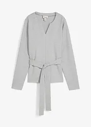 Maglia a maniche lunghe con cintura da annodare in misto viscosa, bonprix