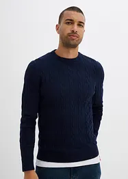 Maglione in filato fine a trecce, slim fit, bonprix