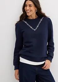 Felpa in misto cotone con ricamo, bonprix