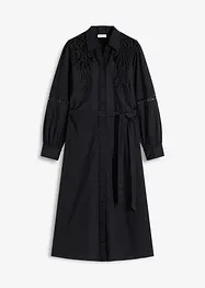 Abito midi di cotone con inserti di pizzo, bonprix