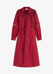Abito midi di cotone con inserti di pizzo, bonprix