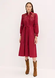 Abito midi di cotone con inserti di pizzo, bonprix