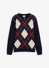 Maglione in puro cotone con motivo a losanghe, bonprix