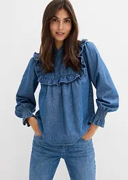 Camicia di jeans con ruches, bonprix