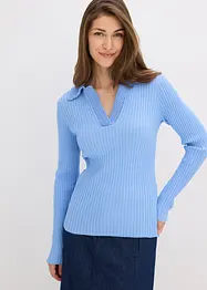 Maglia in filato fine con colletto raffinato, bonprix