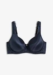 Reggiseno con coppe preformate, spalline imbottite e materiale lucido, bonprix