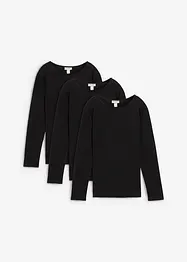 Maglia a maniche lunghe in puro cotone (pacco da 3), bonprix