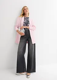 Felpa con zip lunga in misto cotone morbido, bonprix