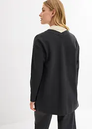 Felpa con zip lunga in misto cotone morbido, bonprix