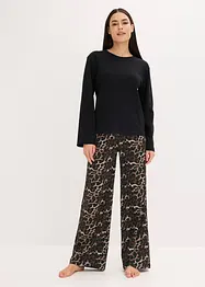 Pigiama con maglia a costine e pantaloni larghi, bonprix