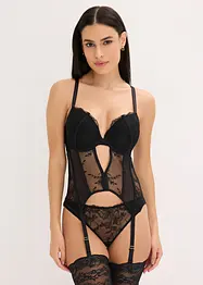 Corsetto con ferretto e perizoma con delicati ricami (set 2 pezzi), bonprix