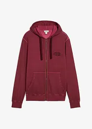 Felpa con zip e cappuccio effetto lavato, bonprix
