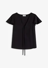Blusa con effetto lucido e maniche a volant, bonprix