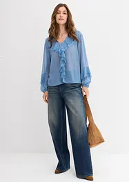 Blusa di chiffon con volant, bonprix