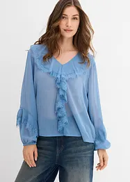 Blusa di chiffon con volant, bonprix