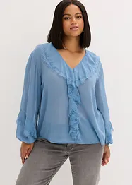 Blusa di chiffon con volant, bonprix