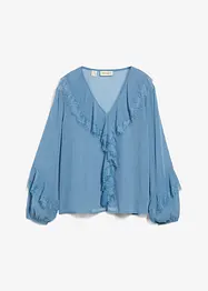 Blusa di chiffon con volant, bonprix