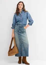 Gonna maxi di jeans, vita media, bonprix