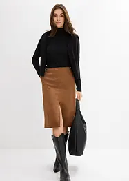 Gonna longuette in similpelle scamosciata, bonprix