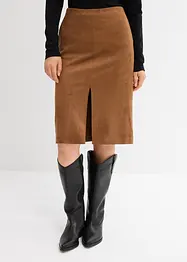 Gonna longuette in similpelle scamosciata, bonprix