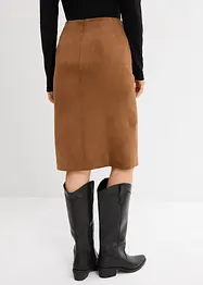 Gonna longuette in similpelle scamosciata, bonprix