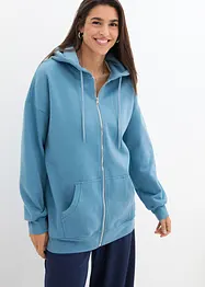 Felpa oversize con zip e cappuccio, bonprix