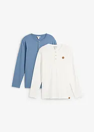 Maglia serafino a maniche lunghe (pacco da 2) in puro cotone biologico, bonprix