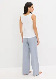 Pigiama con top a costine e pantaloni in tessuto, bonprix