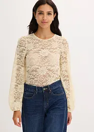 Maglia cropped in pizzo elasticizzato, bonprix