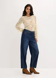 Maglia cropped in pizzo elasticizzato, bonprix