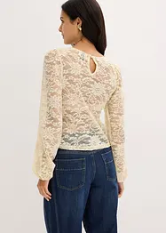 Maglia cropped in pizzo elasticizzato, bonprix