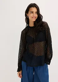 Maglia in pizzo con volant, bonprix