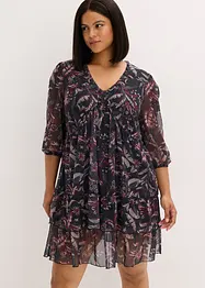 Abito in jersey e mesh con volant, bonprix