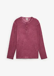 Maglia serafino a maniche lunghe in look lavato in puro cotone biologico, bonprix