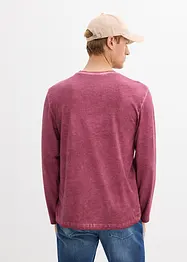 Maglia serafino a maniche lunghe in look lavato in puro cotone biologico, bonprix