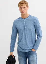 Maglia serafino a maniche lunghe in look lavato in puro cotone biologico, bonprix