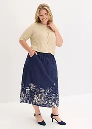Gonna midi in popeline di cotone, bonprix