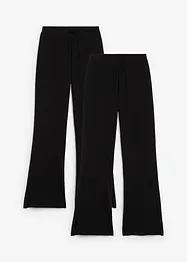 Pantaloni a gamba svasata in jersey elasticizzato misto con cotone biologico (confezione da 2), bonprix