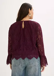 Blusa in pizzo con volant, bonprix