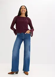 Blusa in pizzo con volant, bonprix